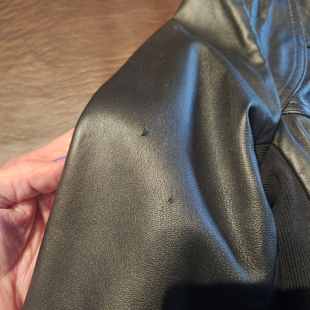 Mango Black Leather Jacket - Picture 3 of 7